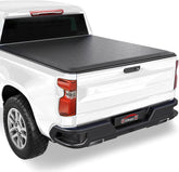 1999-2019 Chevrolet Silverado GMC Sierra 2500 3500 HD Soft Quad-fold Truck Bed Tonneau Cover Fits 6.5 FT Fleetside (Not for Stepside) Bed
