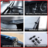 1999-2019 Chevrolet Silverado GMC Sierra 2500 3500 HD Soft Quad-fold Truck Bed Tonneau Cover Fits 6.5 FT  Fleetside (Not for Stepside) Bed