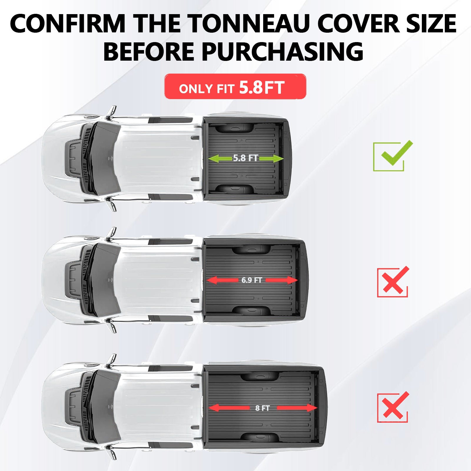 Hard Tri-fold Truck Bed Tonneau Cover Fits For 5.8 FT Chevrolet Silverado GMC Sierra 1500 5.8 FT 68.4" Fleetside Bed 032