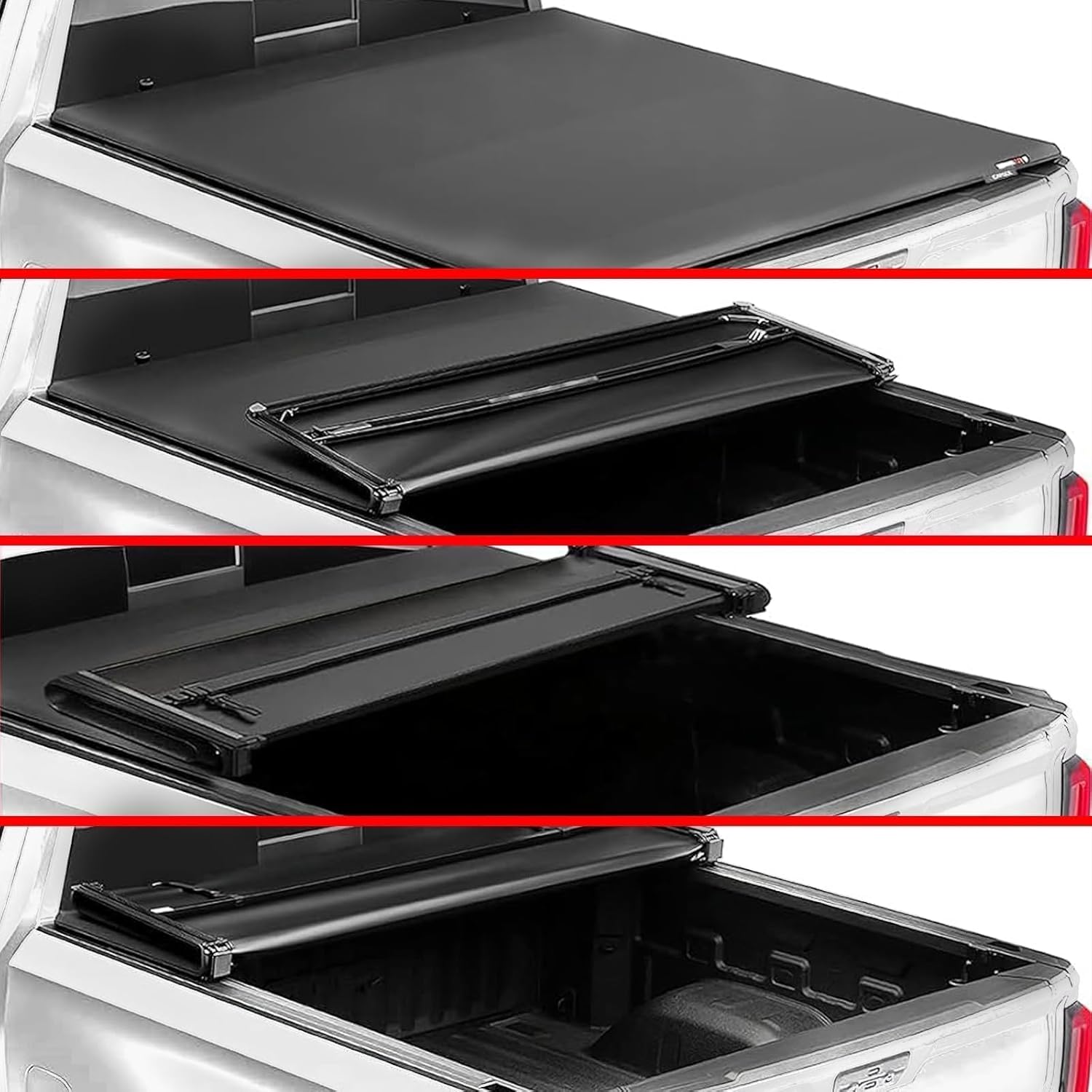 Soft Quad-fold Truck Bed Tonneau Cover Fits 6.5 FT for 1999-2019 Chevrolet Silverado GMC Sierra 2500 3500 HD Fleetside (Not for Stepside) Bed