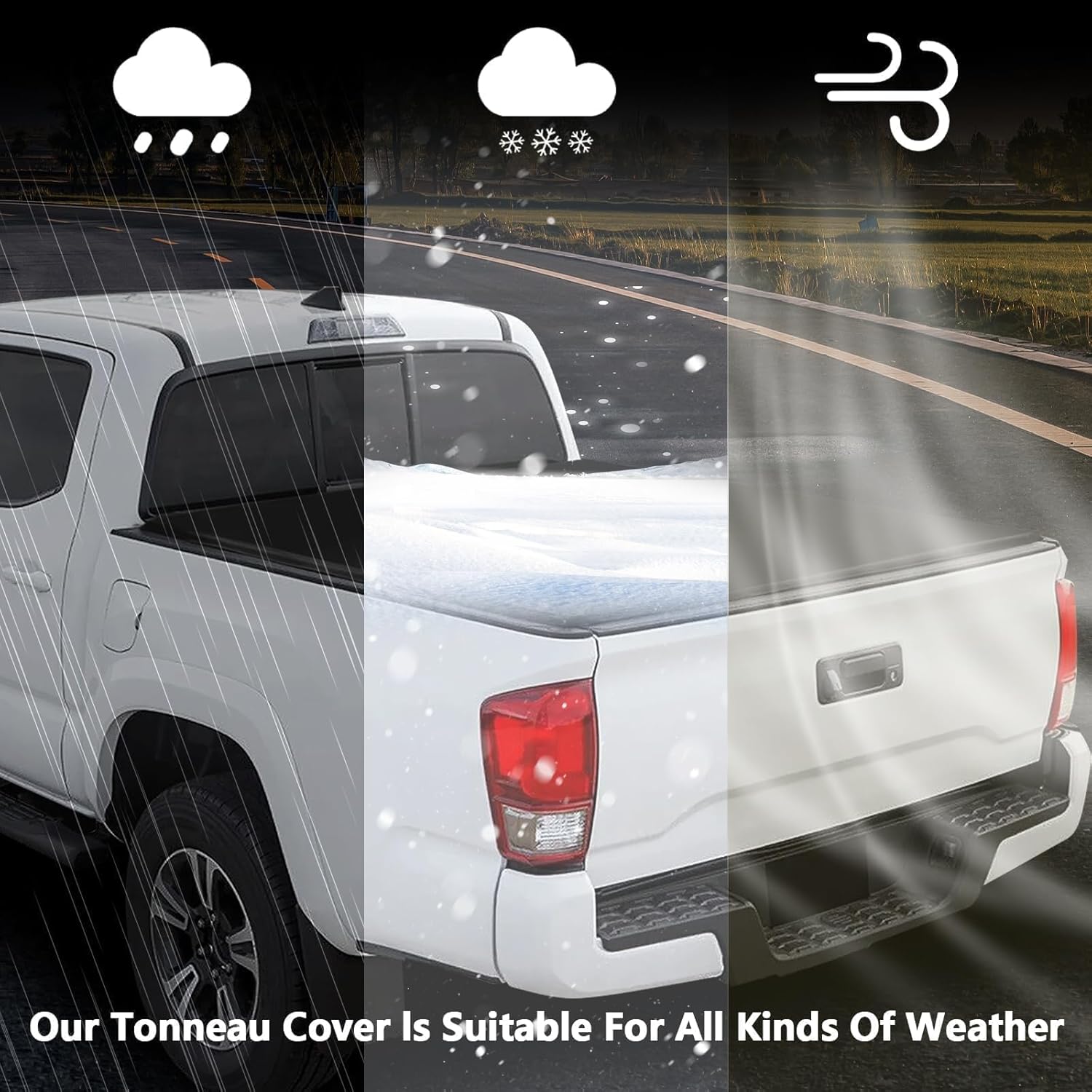 Soft Quad-fold Truck Bed Tonneau Cover Fits 6.5 FT for 1999-2019 Chevrolet Silverado GMC Sierra 2500 3500 HD Fleetside (Not for Stepside) Bed