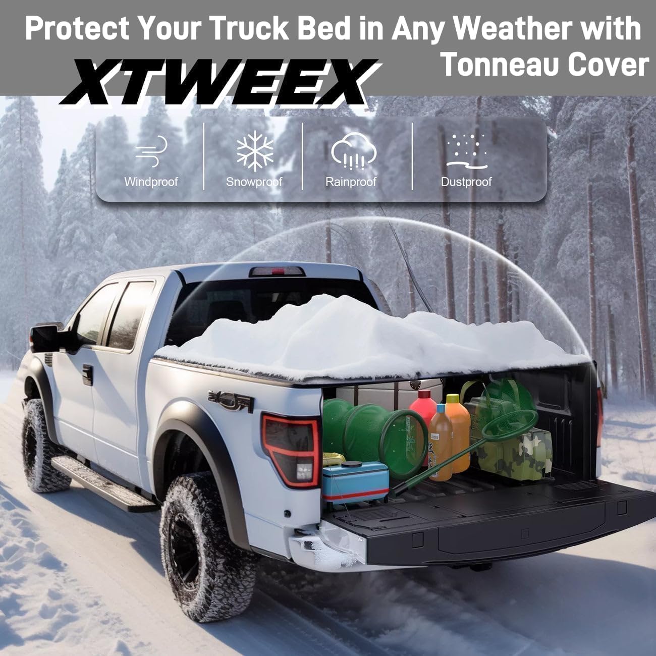 4.5ft Hard Folding Truck Bed Tonneau Cover For 2022 2023 2024 2025 Ford Maverick | 54" Bed Without Drilling 093