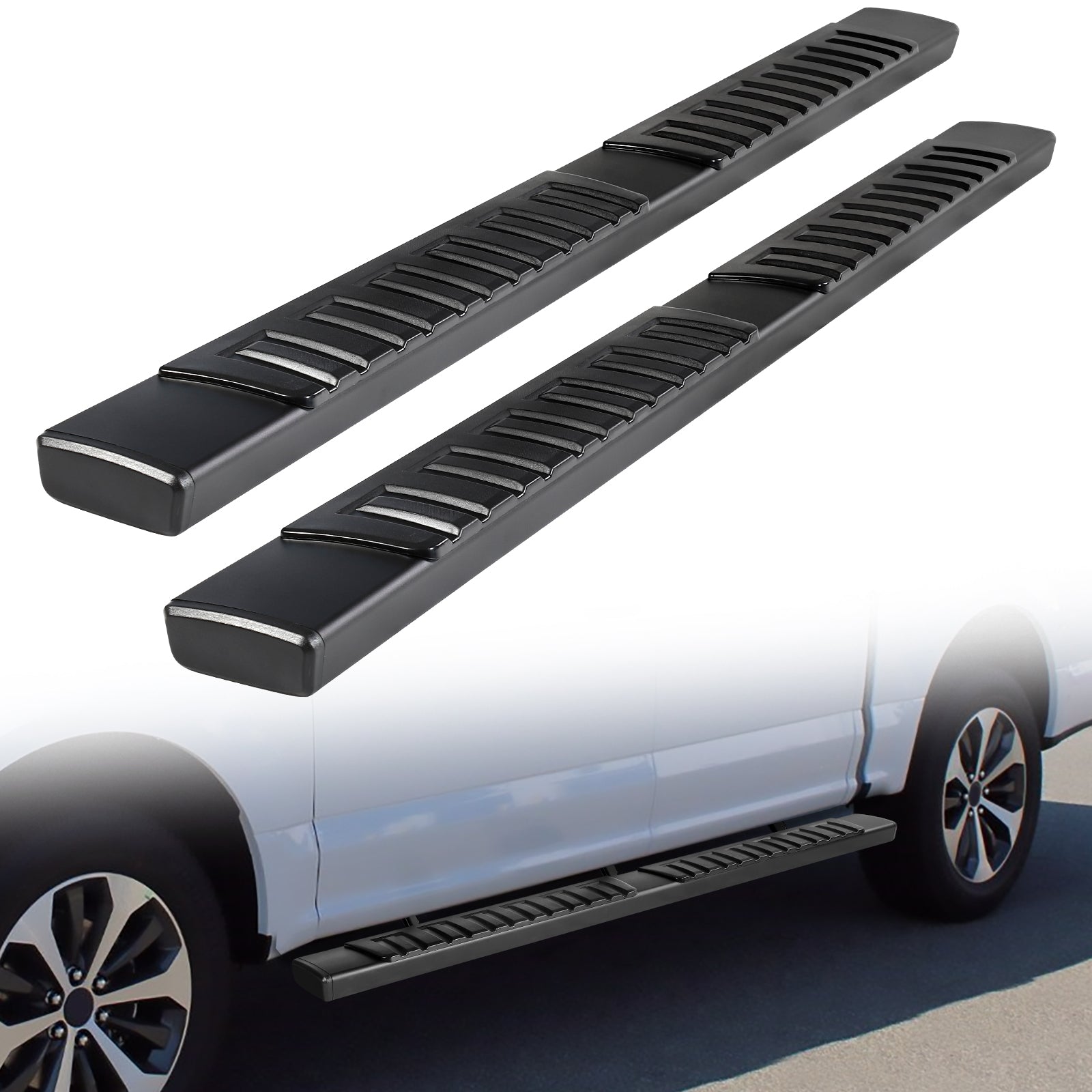 6" Running Boards Compatible with 2015-2025 Ford F-150 Super Crew Cab and 2017-2025 Ford F250 F350 Super Duty Crew Cab - Side Step Rails Nerf Bars (Aluminum Alloy, for Vehicles with 4 Full Size Doors)