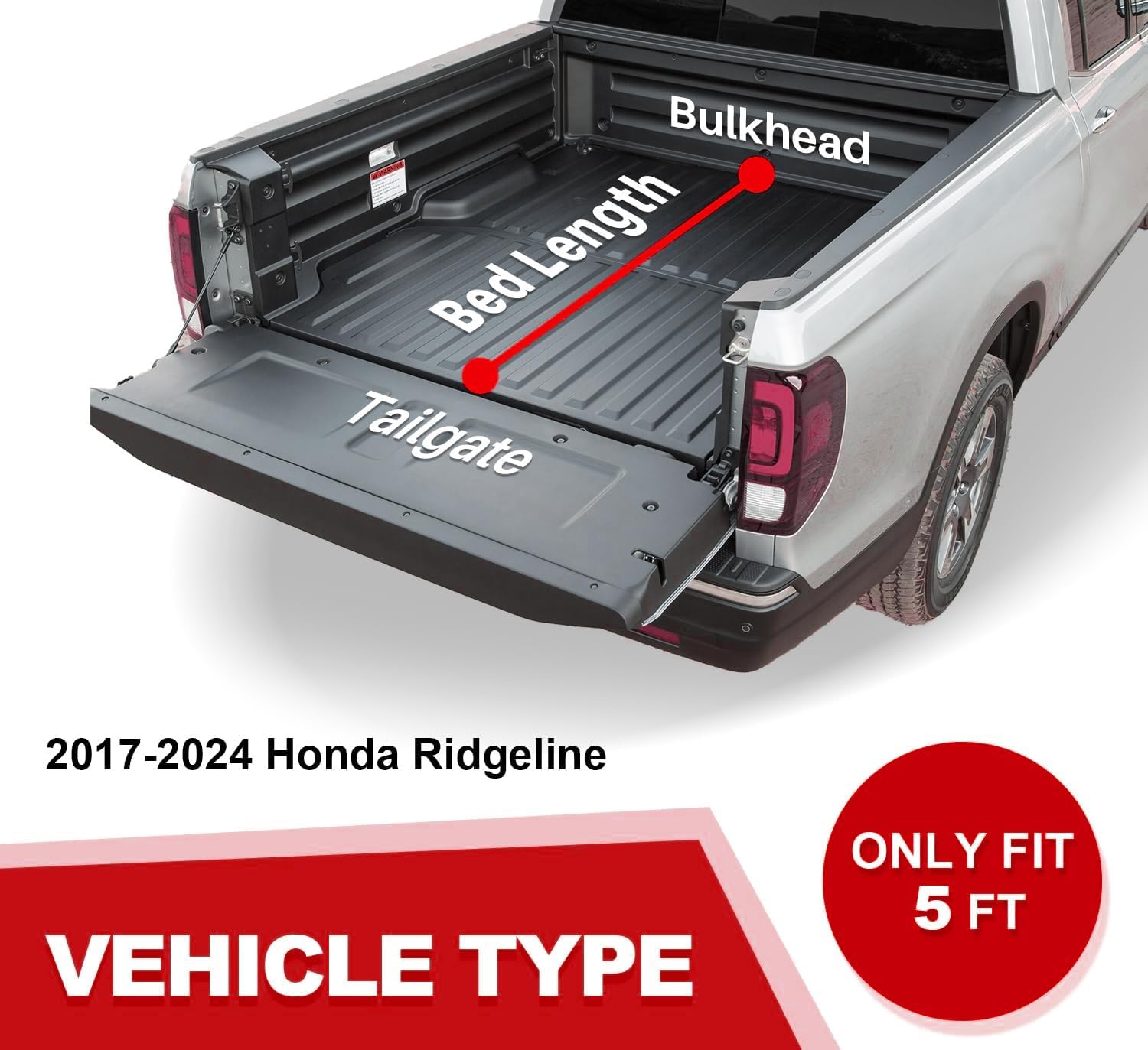 Hard Tri-fold Tonneau Cover Compatible for Honda Ridgeline 2017-2025 Fleetside (Not for Stepside) 5 FT Bed Fiberglass Reinforced Polymer