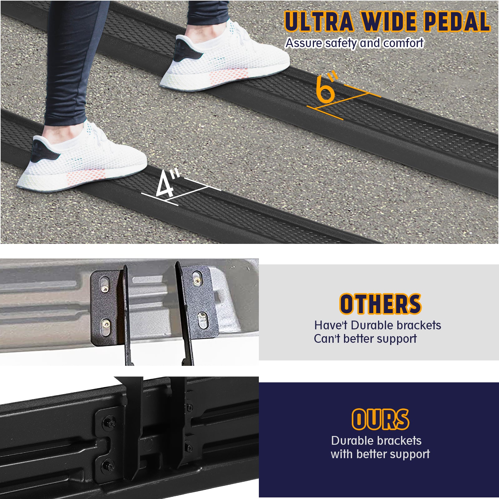 6 inch Running Boards & Side Steps Compatible with 2018-2025 Jeep Wrangler JL 4 Door, Jeep Wrangler 4xe, Matte Black Nerf Bars Step Bars(Not for JK Model)