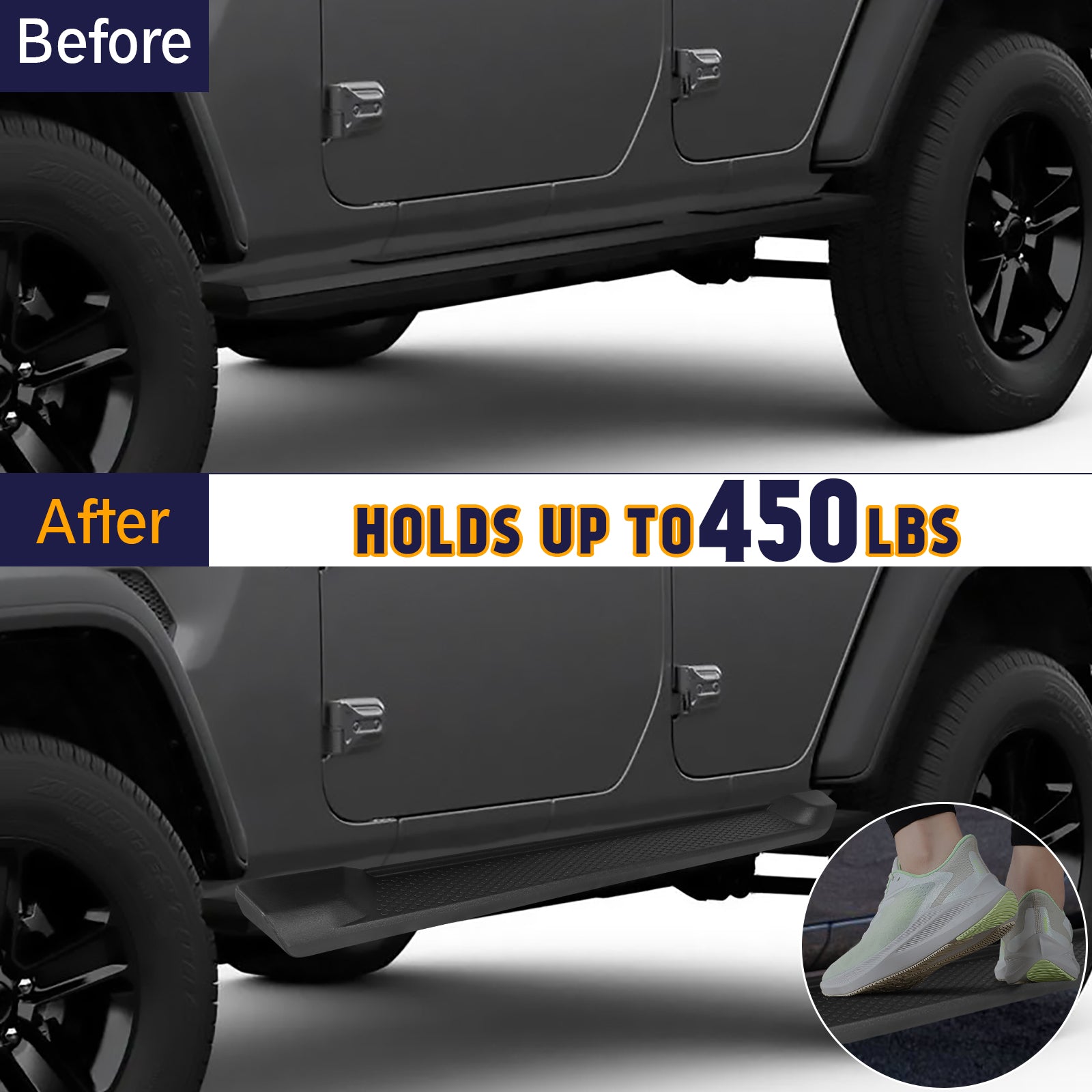 6 inch Running Boards & Side Steps Compatible with 2018-2025 Jeep Wrangler JL 4 Door, Jeep Wrangler 4xe, Matte Black Nerf Bars Step Bars(Not for JK Model)